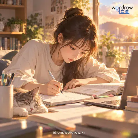 ‘몸을 잠그다’의 첫 번째 뜻을 표현한 그림