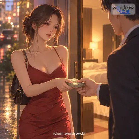 ‘몸을 팔다’의 첫 번째 뜻을 표현한 그림