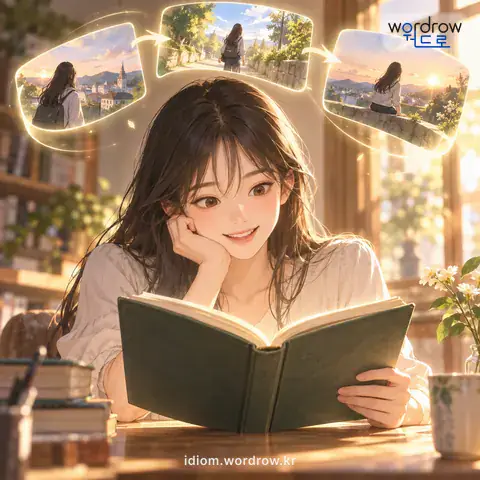 ‘문맥이 닿다’의 첫 번째 뜻을 표현한 그림: 문장의 앞뒤 관계가 잘 이해되다.