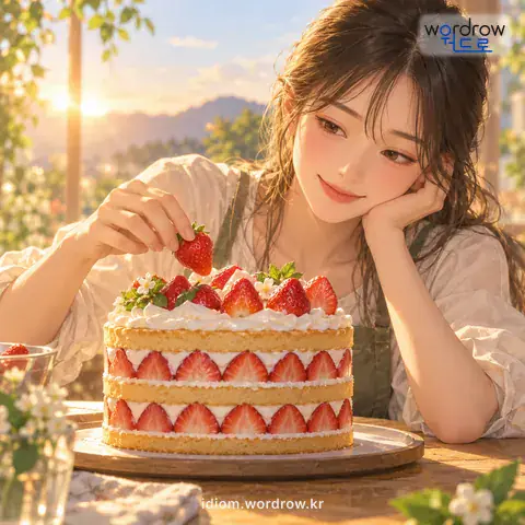 ‘밑바닥에 깔리다’의 첫 번째 뜻을 표현한 그림: 어떤 현상이나 사실의 바탕에 놓이다.