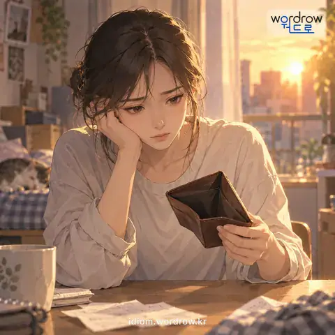 ‘바닥을 긁다’의 첫 번째 뜻을 표현한 그림: 생계가 곤란하다.