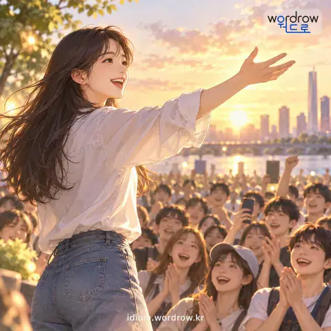 ‘바람을 일으키다’의 첫 번째 뜻을 표현한 그림: 사회적으로 많은 사람에게 영향을 미치다.