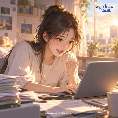 ‘발등의 불을 끄다’의 첫 번째 뜻을 표현한 그림