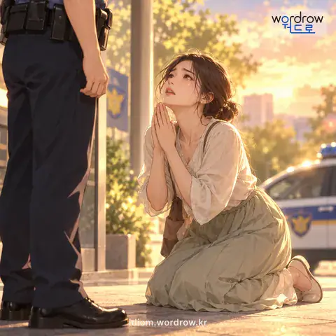‘발이 손이 되도록 빌다’의 첫 번째 뜻을 표현한 그림