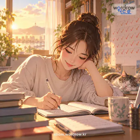 ‘밥 먹듯 하다’의 첫 번째 뜻을 표현한 그림: 예사로 자주 하다.