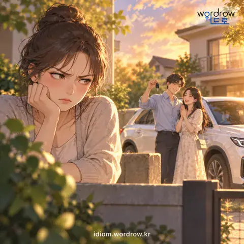 ‘배를 앓다’의 첫 번째 뜻을 표현한 그림