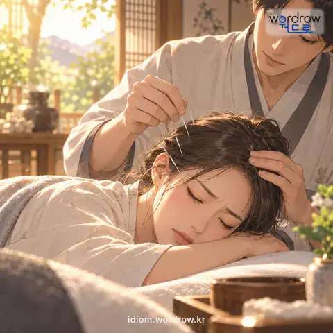 ‘변두를 맞다’의 첫 번째 뜻을 표현한 그림