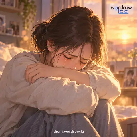 ‘복장을 짓찧다’의 첫 번째 뜻을 표현한 그림