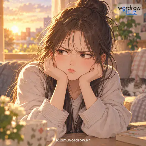 ‘볼에 밤을 물다’의 첫 번째 뜻을 표현한 그림