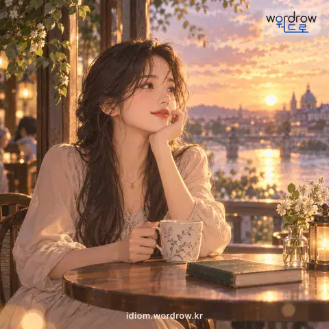 ‘분위기 있다’의 첫 번째 뜻을 표현한 그림: 그윽하거나 멋있는 기운이 감돌다.