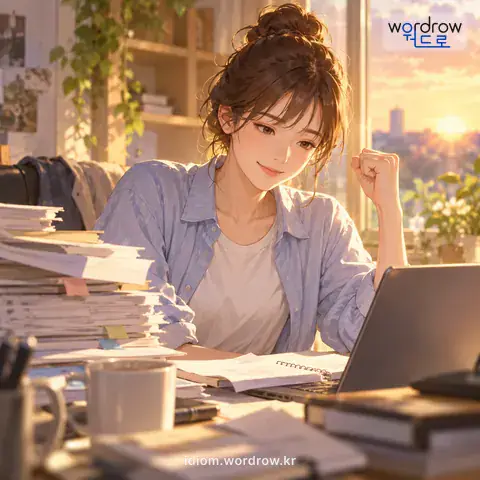 ‘불을 끄다’의 첫 번째 뜻을 표현한 그림: 급한 일을 처리하다.