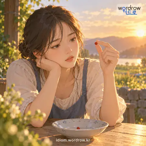 ‘산도 못 놓다’의 첫 번째 뜻을 표현한 그림: 수량이 지나치게 적어 셈할 수도 없다.