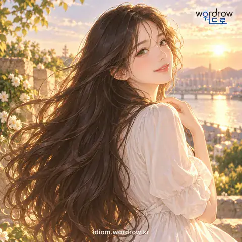 ‘삼단 같은 머리’의 첫 번째 뜻을 표현한 그림: 숱이 많고 긴 머리.