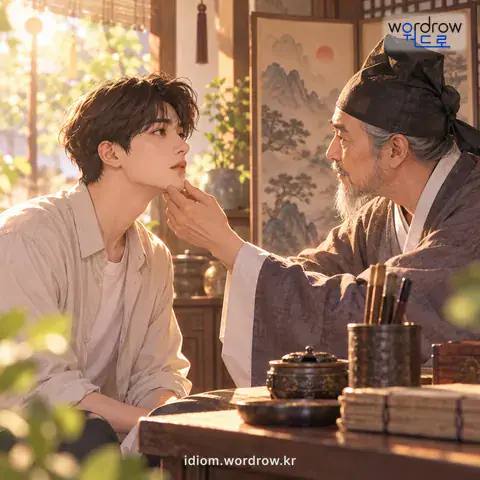 ‘상을 보이다’의 첫 번째 뜻을 표현한 그림