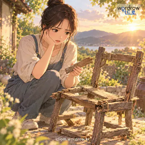 ‘석벌의 집’의 첫 번째 뜻을 표현한 그림: 몹시 엉성한 물건을 비유적으로 이르는 말.