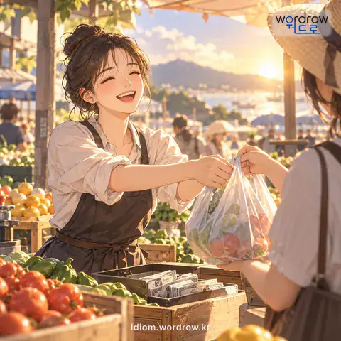 ‘세월이 나다’의 첫 번째 뜻을 표현한 그림: 제때를 만나서 돈벌이가 잘되다.