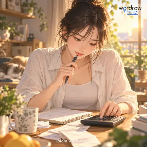 ‘셈을 치다’의 첫 번째 뜻을 표현한 그림: 셈을 하다.