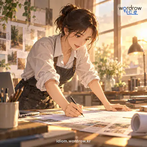 ‘소매를 걷어붙이다’의 첫 번째 뜻을 표현한 그림: 어떤 일에 아주 적극적인 태도를 취하다.