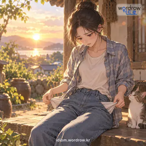 ‘소매를 두르다’의 첫 번째 뜻을 표현한 그림: 아무것도 가진 것이 없다.