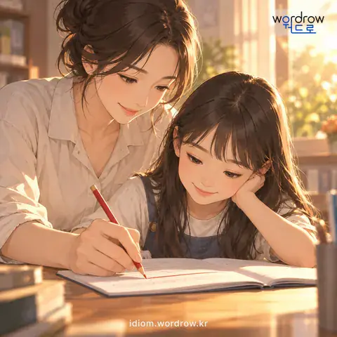 ‘속긋을 넣다’의 첫 번째 뜻을 표현한 그림: 속긋을 그어 주다.