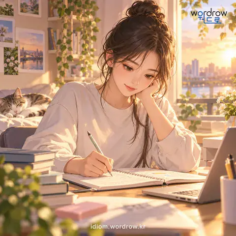 ‘속을 차리다’의 첫 번째 뜻을 표현한 그림: 지각 있게 처신하다.