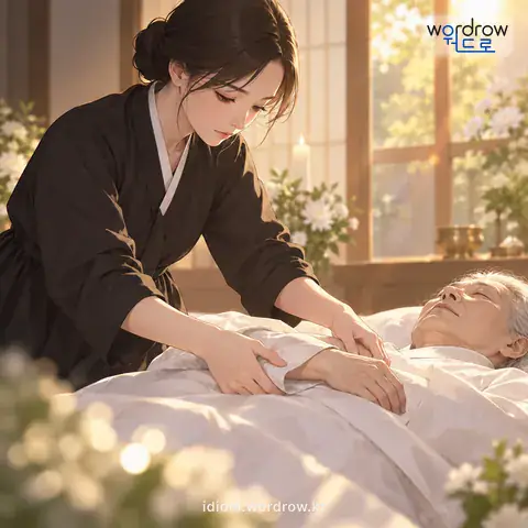 ‘손발을 걷다’의 첫 번째 뜻을 표현한 그림