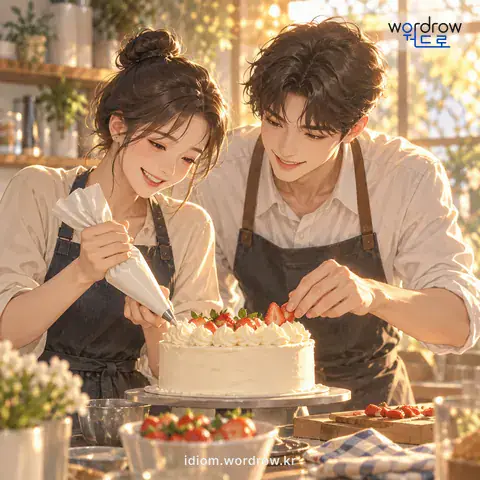 ‘손발이 맞다’의 첫 번째 뜻을 표현한 그림