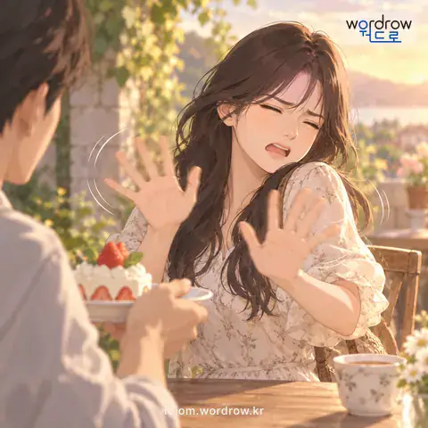 ‘손사래를 치다’의 첫 번째 뜻을 표현한 그림