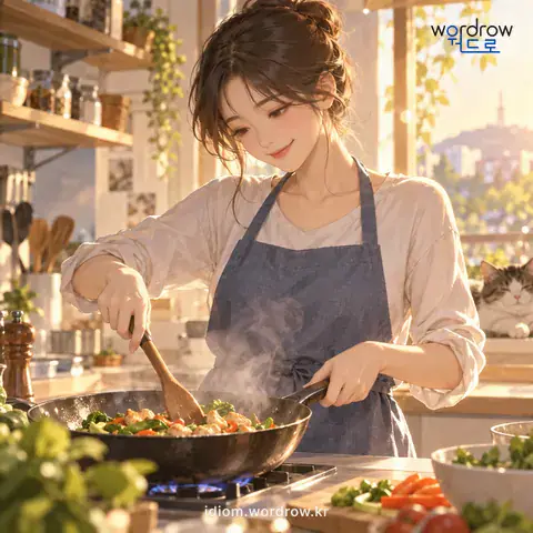 ‘손에 익다’의 첫 번째 뜻을 표현한 그림