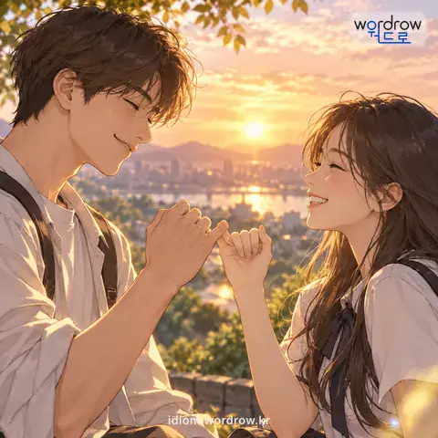 ‘손을 걸다’의 첫 번째 뜻을 표현한 그림