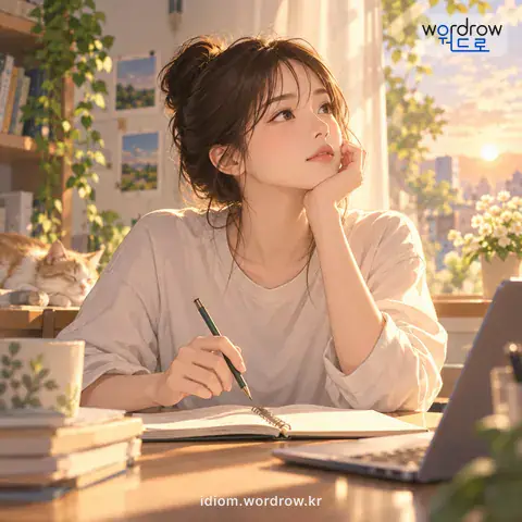 ‘손을 멈추다’의 첫 번째 뜻을 표현한 그림