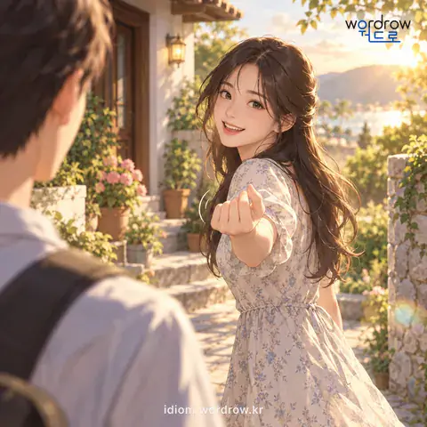‘손을 치다’의 첫 번째 뜻을 표현한 그림