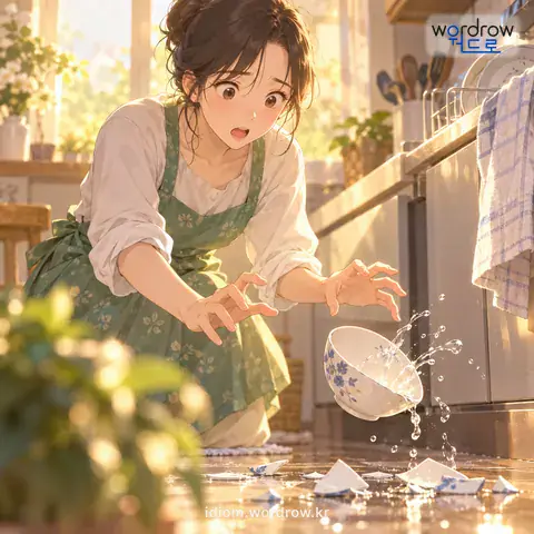 ‘손이 서투르다’의 첫 번째 뜻을 표현한 그림