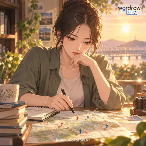 ‘수를 놓다’의 첫 번째 뜻을 표현한 그림: 수를 계산하다.