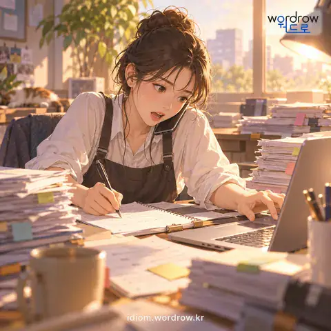 ‘숨 쉴 사이 없이’의 첫 번째 뜻을 표현한 그림