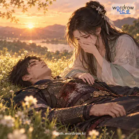 ‘숨을 넘기다’의 첫 번째 뜻을 표현한 그림