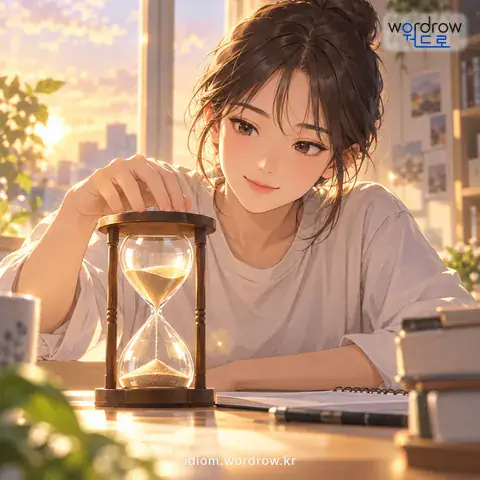 ‘시를 매기다’의 첫 번째 뜻을 표현한 그림: 시간을 제한하다.