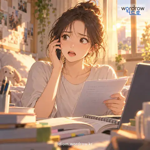 ‘쌍알이 지다’의 첫 번째 뜻을 표현한 그림: 두 가지 일이 겹치어 맞지 아니하고 서로 어긋나게 되다.