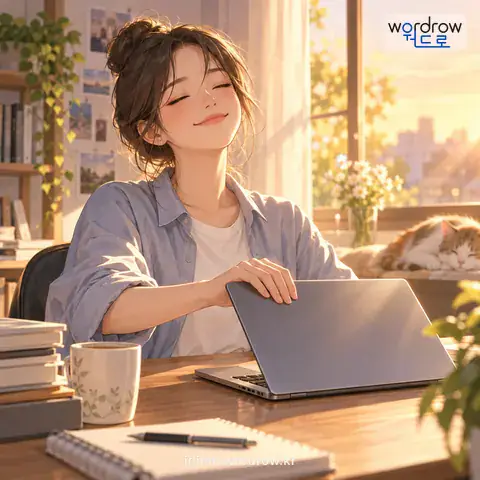 ‘아퀴를 내다’의 첫 번째 뜻을 표현한 그림: 일이나 말을 마무리하여 마감 짓다.