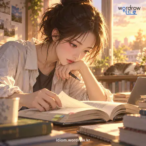 ‘안으로 들어가다’의 첫 번째 뜻을 표현한 그림: 실속 있게 내용을 파고들다.
