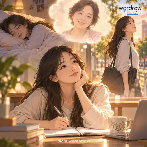 ‘앉으나 서나’의 첫 번째 뜻을 표현한 그림: 언제나. 어떤 상황에서나.
