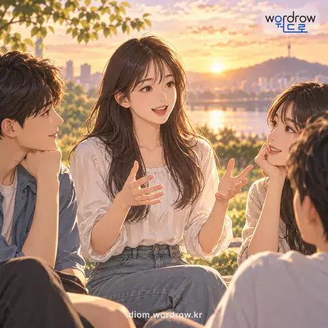 ‘앞뒤가 맞다’의 첫 번째 뜻을 표현한 그림: 이야기 따위가 이치에 맞고 조리가 있다.