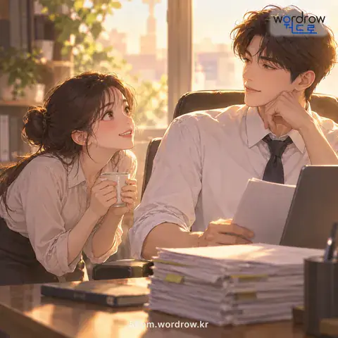 ‘얼굴만 쳐다보다’의 첫 번째 뜻을 표현한 그림