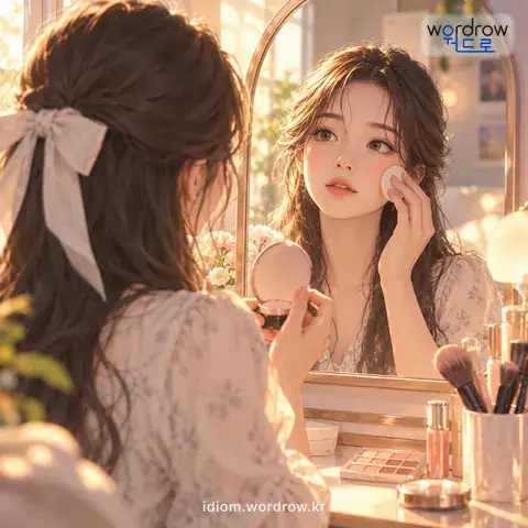 ‘얼굴을 고치다’의 첫 번째 뜻을 표현한 그림