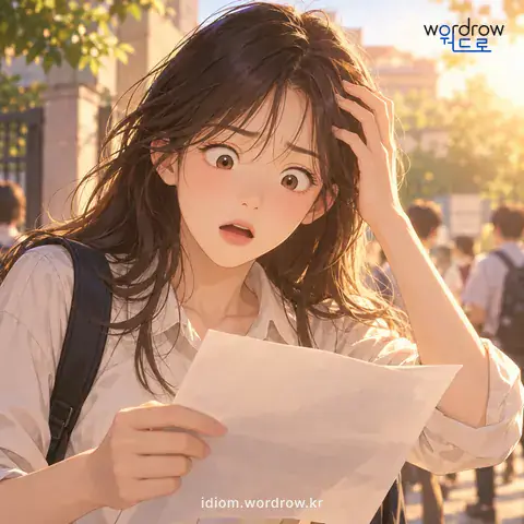 ‘얼을 먹다’의 첫 번째 뜻을 표현한 그림: 놀라서 어리둥절하여지다.