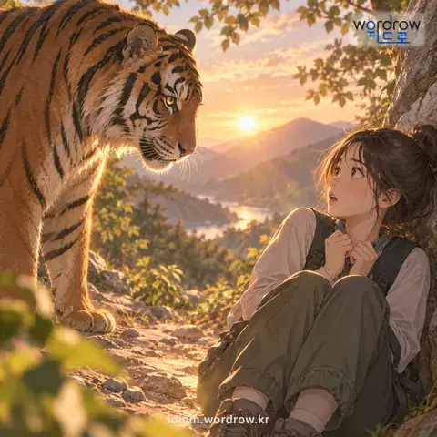 ‘오금을 못 쓰다’의 첫 번째 뜻을 표현한 그림
