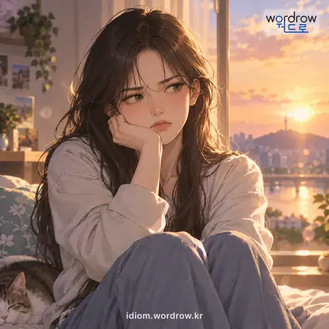 ‘옹이가 지다’의 첫 번째 뜻을 표현한 그림: 마음에 언짢은 감정이 있다.