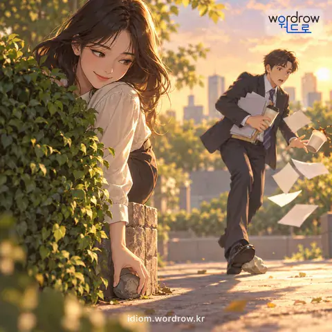‘외곽을 때리다’의 첫 번째 뜻을 표현한 그림: 우회적으로 상대방에게 해를 끼치다.