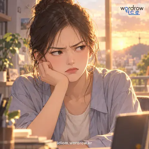 ‘인상이 쓰이다’의 첫 번째 뜻을 표현한 그림