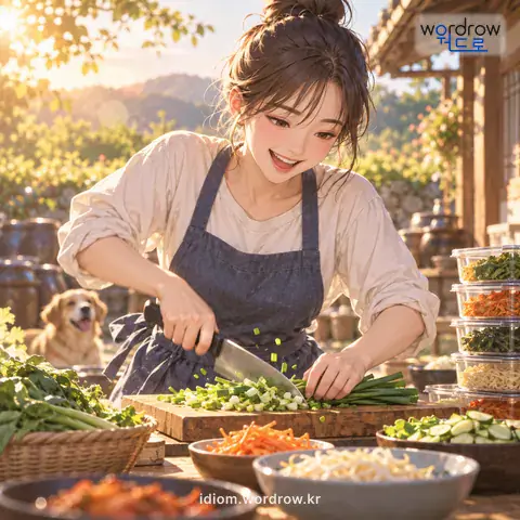 ‘일손이 세다’의 첫 번째 뜻을 표현한 그림
